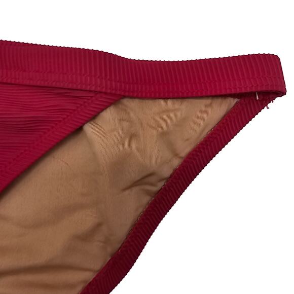 J. Crew Womans size S Ribbed Trim Hipster Full Coverage Bikini Bottom Pink NEW - Picture 2 of 8